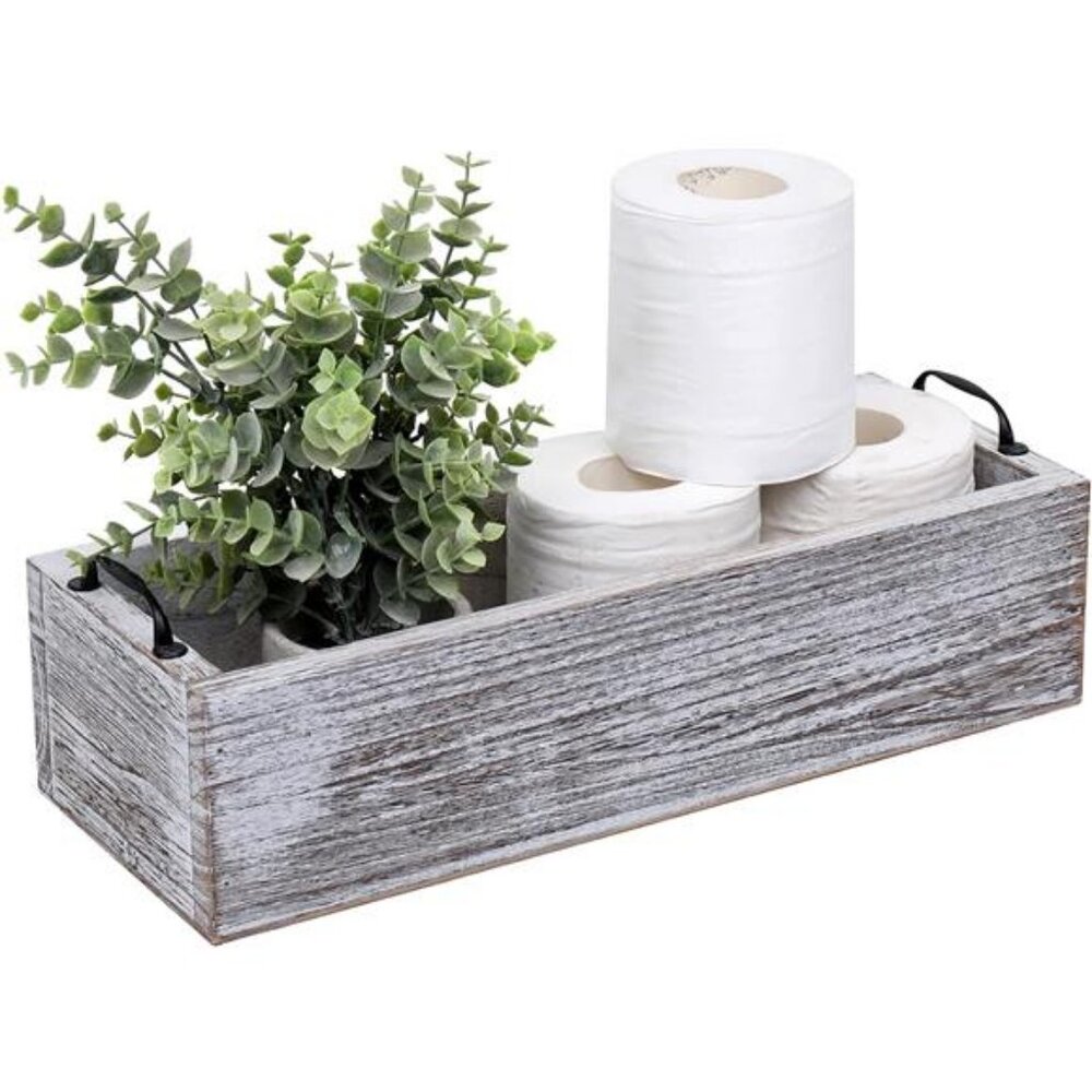 Bathroom Decor Box Toilet Paper Holder Wood Tank Box Office Table Organizer